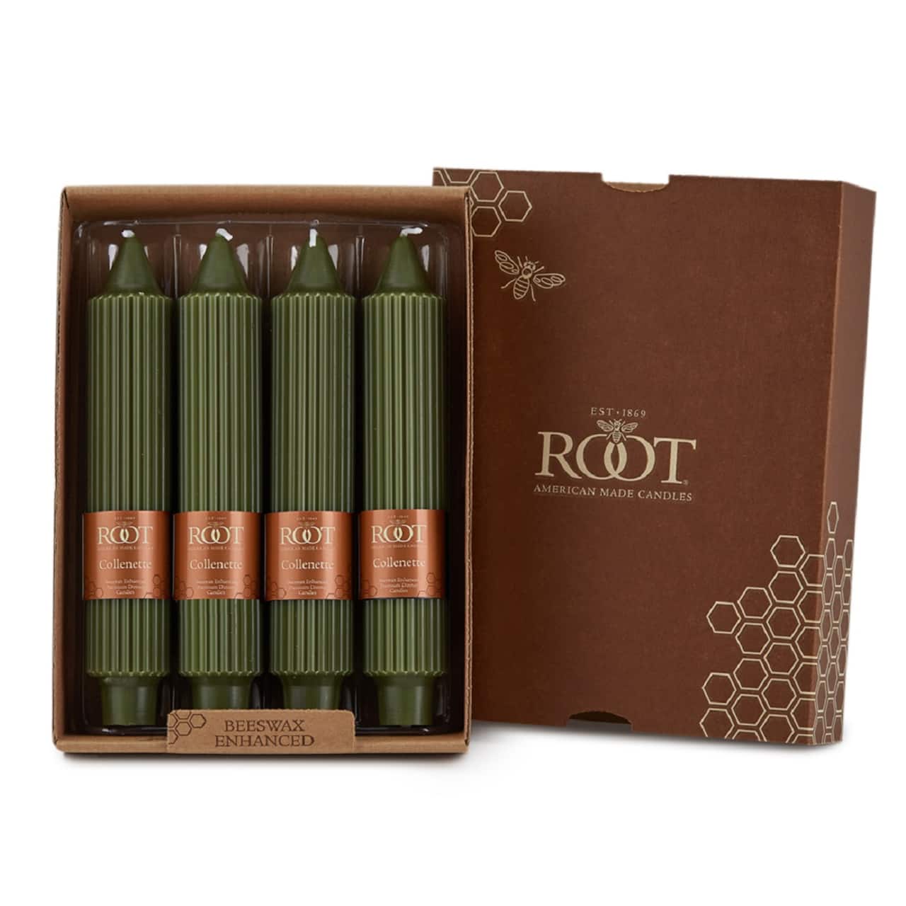 Root Candles 7" Unscented Grecian Collenette Taper Candles, 4ct.